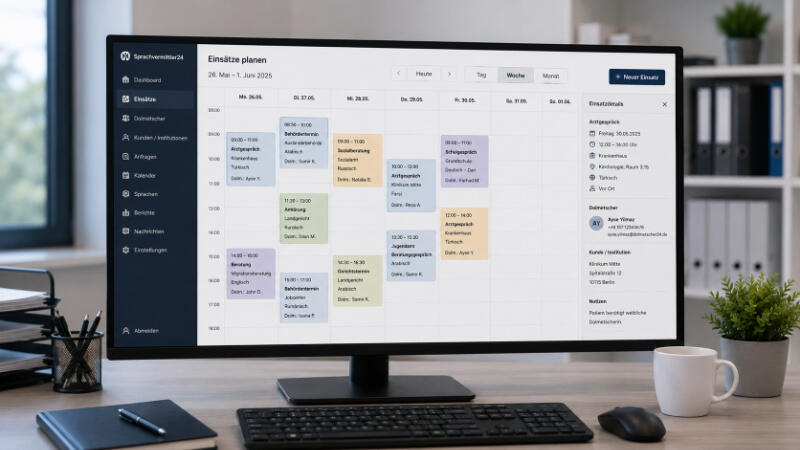 Einsatzkoordination - Modern Büro mit Kalender-UI Einsatzkoordination - Modern Büro mit Kalender-UI